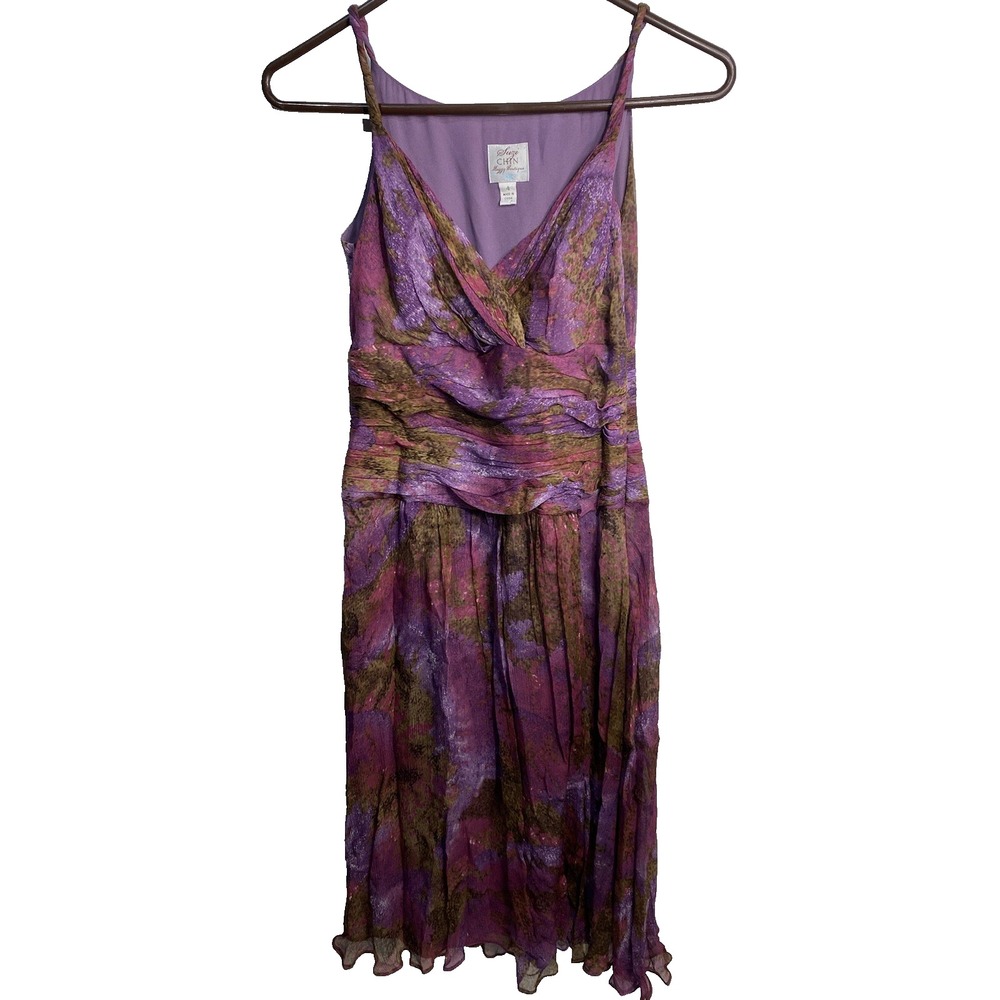 NEW suzi chin maggy boutique womens dress size 4 sleeveless purple flowy